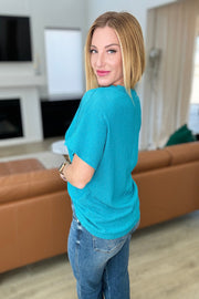 Trial and Error Textured V-Neck Blouse in Teal