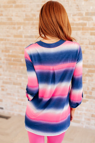 Lizzy Top in Blue and Pink Haze