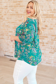 Lizzy Top in Emerald and Purple Paisley
