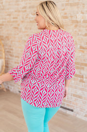 Lizzy Top in Mint and Pink Ikat
