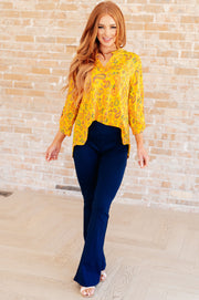 Lizzy Top in Yellow and Navy Paisley