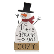 Cozy Wooden Snowman Sitter
