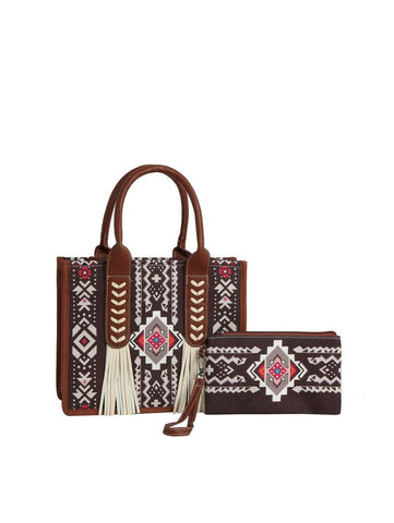 Addy Aztec Fringe Tote Set