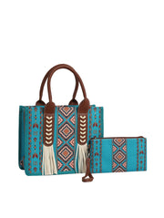 Addy Aztec Fringe Tote Set