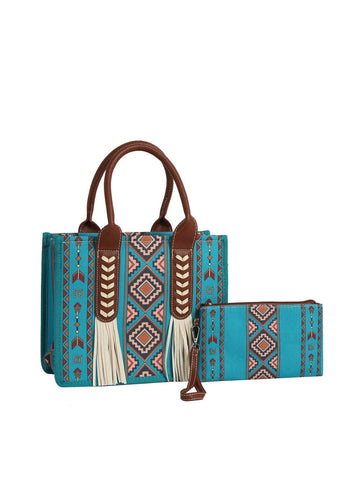 Addy Aztec Fringe Tote Set
