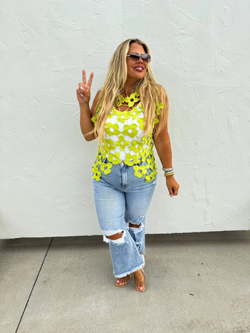 PREORDER: Scarlett Crochet Flower Top in Assorted Colors