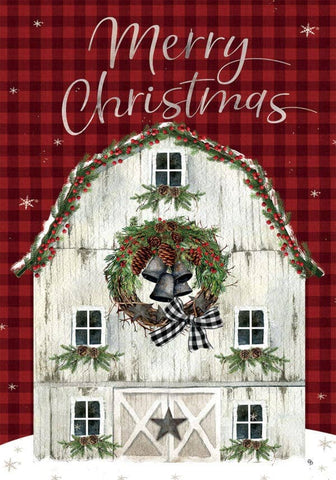 Christmas Barn Garden Flag