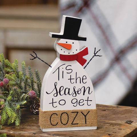 Cozy Wooden Snowman Sitter