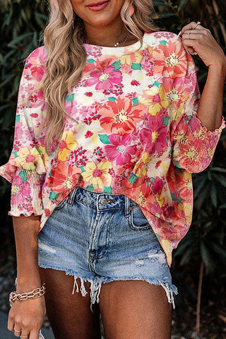 3/4 Sleeve Floral Blouse
