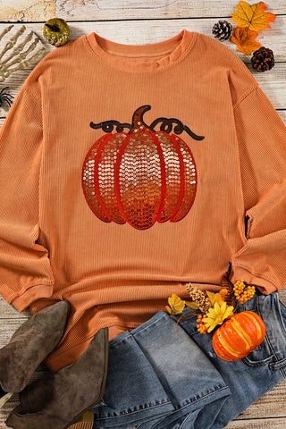 Sequin Pumpkin Patch Pullover