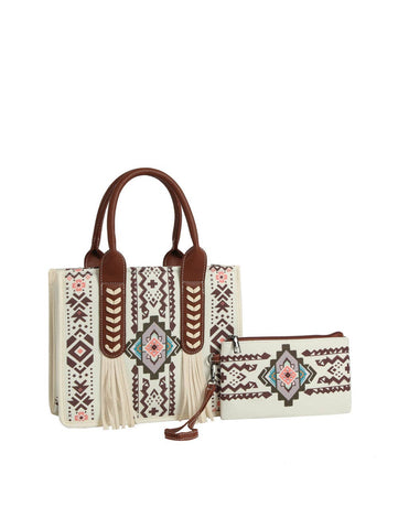 Addy Aztec Fringe Tote Set