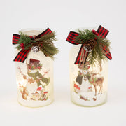 Frosted Glass Snowman Luminary