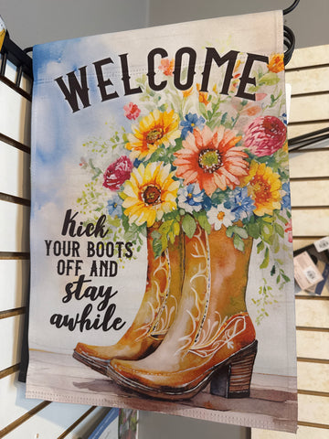 Welcome Boots Garden Flag