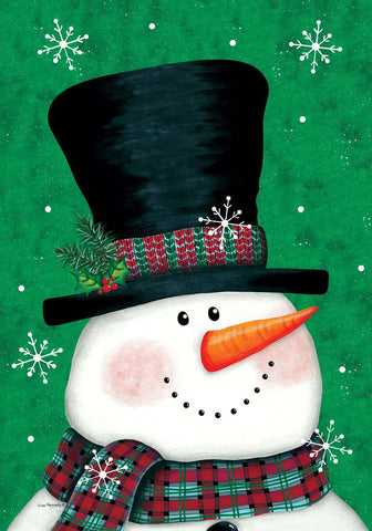 Snowman On Green Garden Flag