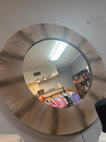 Round Wooden Mirror