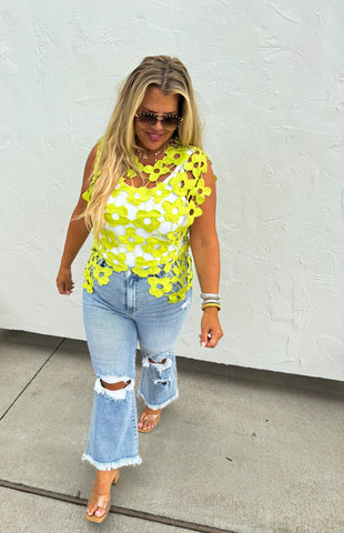 PREORDER: Scarlett Crochet Flower Top in Assorted Colors