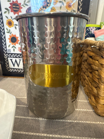 Hammered Metal Utensil Caddy