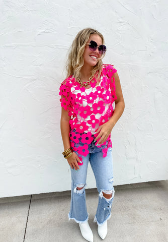PREORDER: Scarlett Crochet Flower Top in Assorted Colors