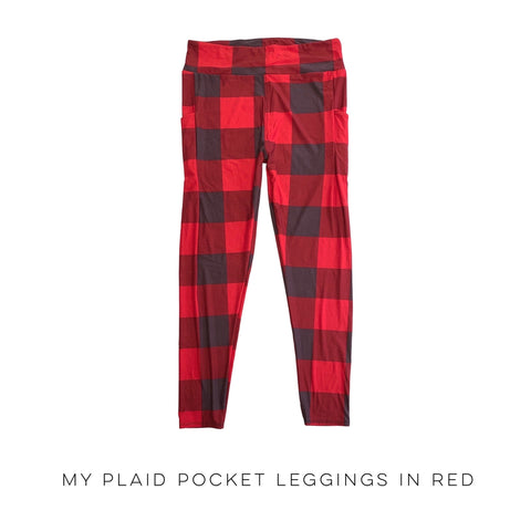 My Plaid Pocket Leggings in Red