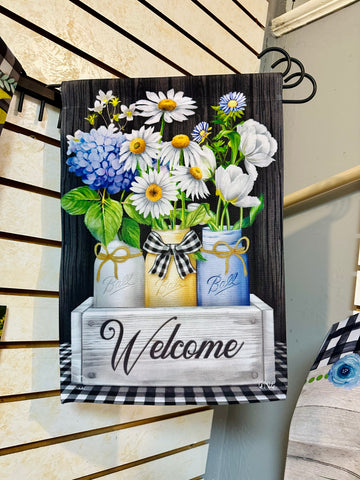 Crated Mason Jars Garden Flag