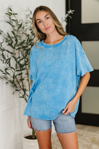 Just My Type Mineral Wash Relaxed Top in Deep Sky