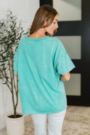 Just My Type Mineral Wash Relaxed Top in Turquoise