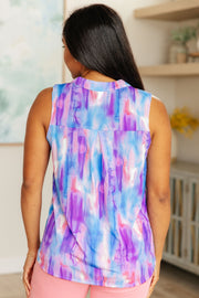Lizzy Tank Top in Lavender and Blue Watercolor