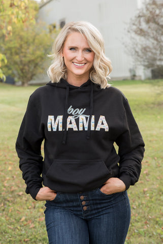 Boy Mama Graphic Hoodie in Black