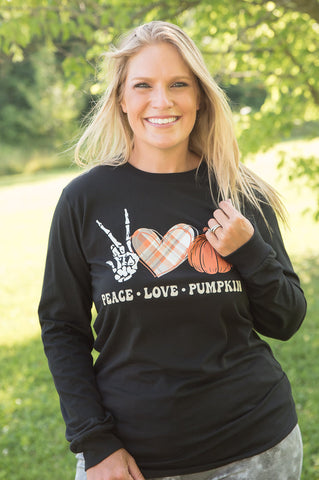 Peace Love Pumpkin Long Sleeve Graphic Tee