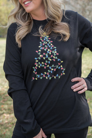 Bright Christmas Tree Long Sleeved Graphic Tee