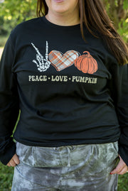 Peace Love Pumpkin Long Sleeve Graphic Tee