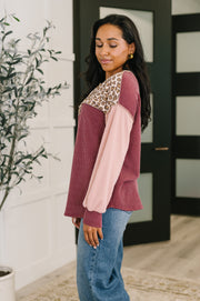 Spotted & Blocked Color Block Henley Top