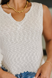What's the Plan Lettuce Hem Tank in Heather Grey
