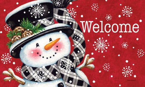 Black and Red Snowman Mat