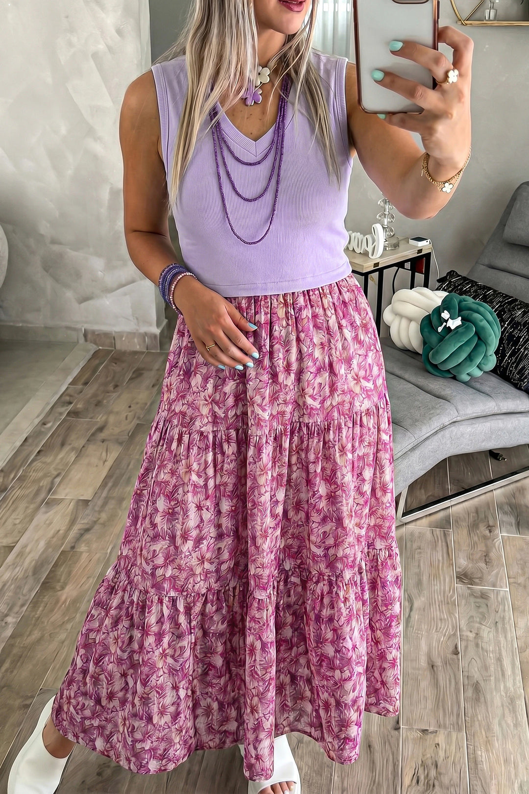 purple tank maxi dress Ayolanni Spring Dresses for Women V Neck Solid Sleeveless Tank Maxi Dress Button Beach Flowy Cotton Long Dress with Pockets Purple Xxxl, Women's, Size
