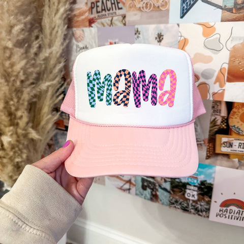 Checkered Mama Trucker Hat