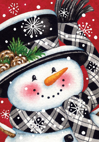 Black & Red Snowman Garden Flag
