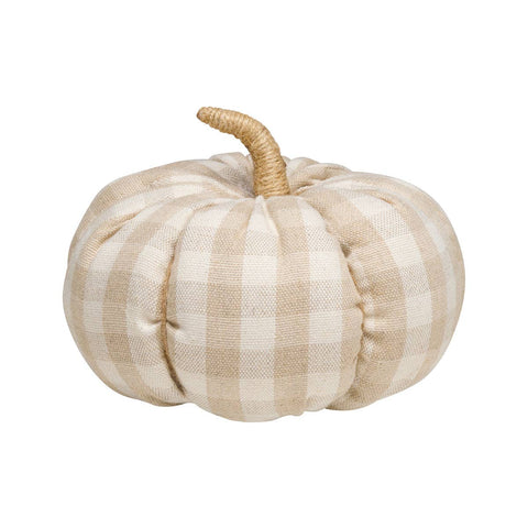 Lrg. Tan Check Fall Fabric Pumpkin