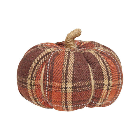 Med. Harvest Plaid Fall Fabric Pumpkin