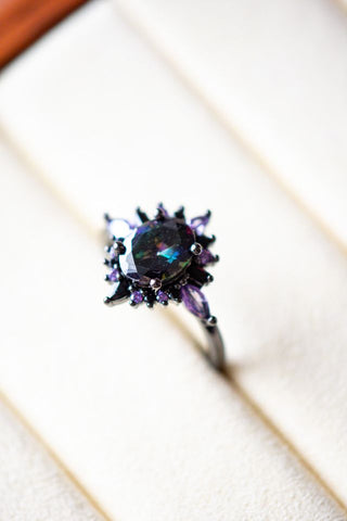 Devon Purple Amethyst Black Ring