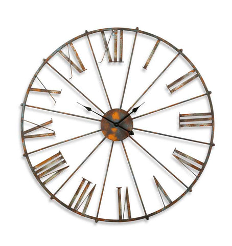 Rustic Metal Open Faced Wall Clock - Courtyard Style