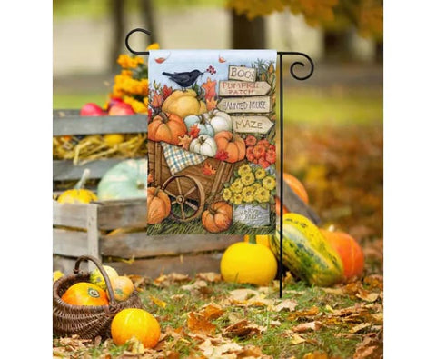 Fall Wheelbarrow Garden Flag - Courtyard Style