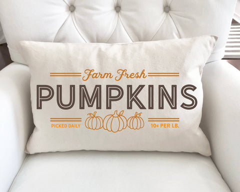 Farm Fresh Pumpkins Pillow Cover 12x20 inch