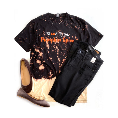 Blood Type Pumpkin Spice Bleached Graphic Tee