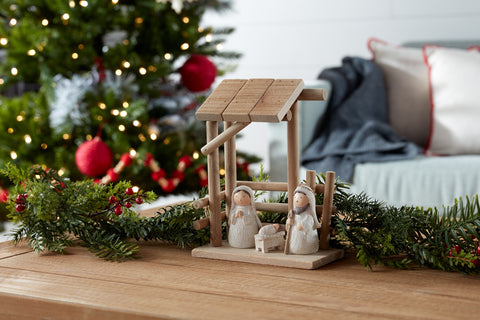 Holy Family with Creche - Courtyard Style