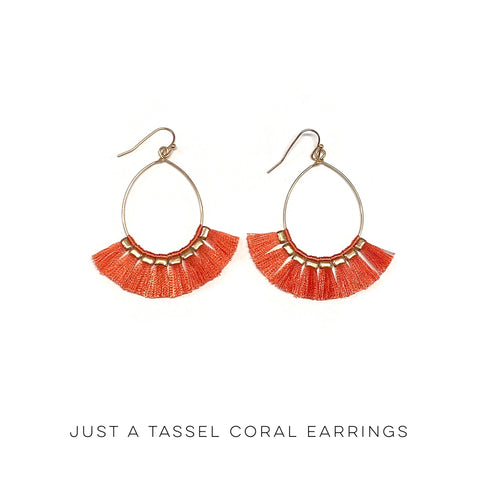 Just a Tassel Coral Earrings