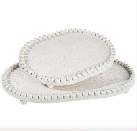 White Beaded Tray - Courtyard Style