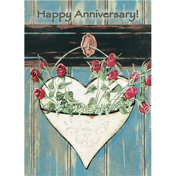 Heart with Roses Anniversary Card - Courtyard Style