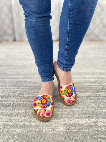 Pinwheel Sandals in Rainbow Floral