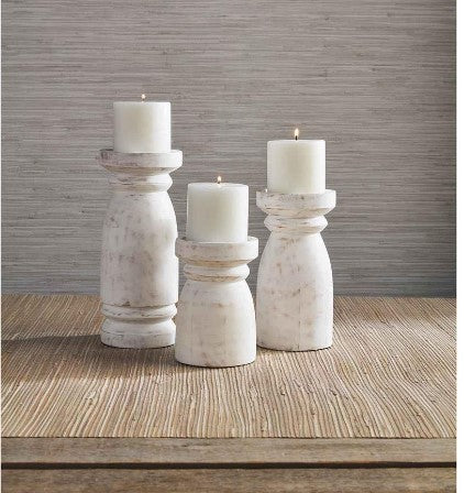 Chunky White Candlestick - Courtyard Style